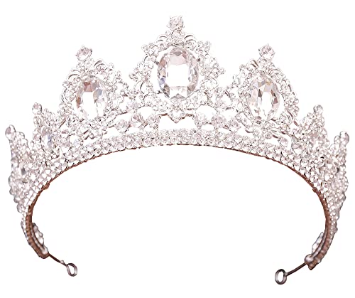 WIOJEIGO vjenčana kruna Kristalna Rođendanska Tiara Pageant Quinceanera rhinestone princeza traka za glavu za maturu srebro