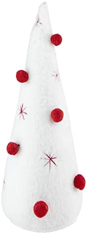 Sjevernolight plišani božićni konus sa crvenim pompom ukrasima, 12 , bijeli