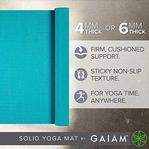 Gaiam jednobojna prostirka za jogu, neklizajuća Vježba & podloga za fitnes za sve vrste joge, Pilates & vježbe na podu