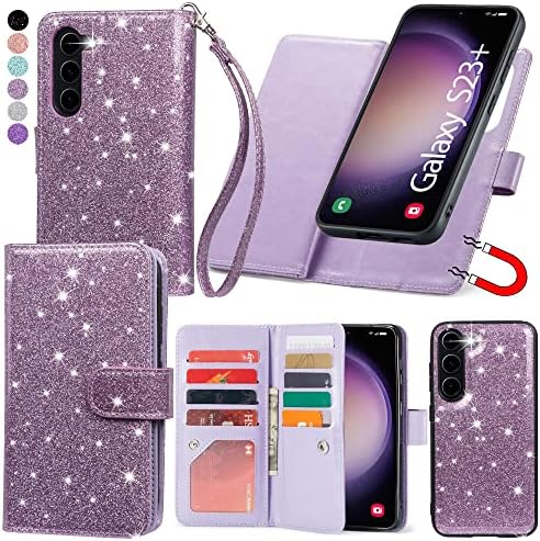 Varikke Galaxy S23 Plus Case Wallet, S23 Plus Case za žene sa držačem kartice & snažan Magnetic Odvojivi poklopac & ručni Glitter