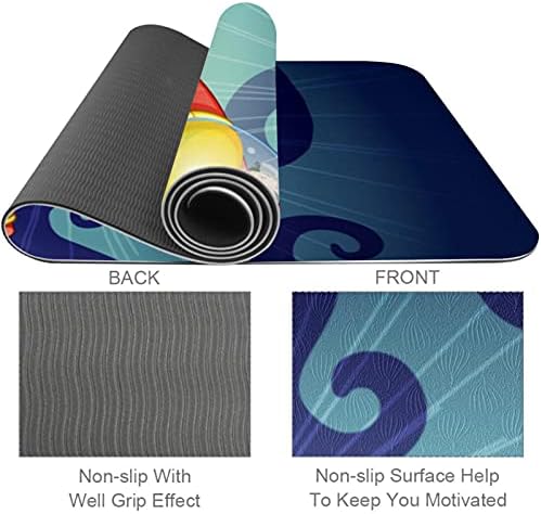 6mm Extra Thick Yoga Mat, čudovište riba i podmornica Print Eco-Friendly TPE vježbe Mats Pilates Mat sa za jogu, trening, Core Fitness