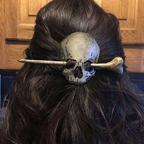 MllkCao Skull Clips Faux Bone Stick, Retro lubanja smrti moljac ruka za kosu za kosu za kosu za žene