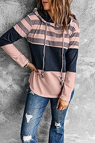 LoveZesent Ženska boja Block Stripe nacrtač pulover dukseri