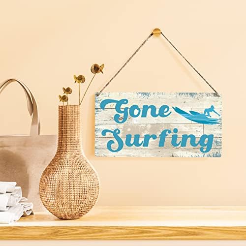 Plaža Seaside Sigurno Funny Searhouse Surfanje Drveni viseći znakovni znak RUSTIC Retro zidni umjetnički dekor za kućnu kupatilo ukras