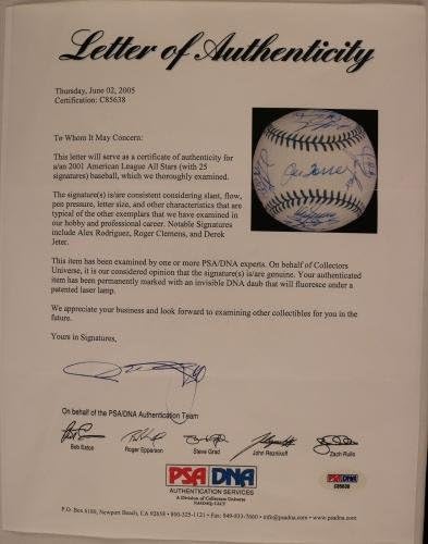2001. All Star tim potpisao je All Star Game Baseball Derek Jeter Arod 25 Sig PSA DNK - AUTOGREMENA BASEBALLS