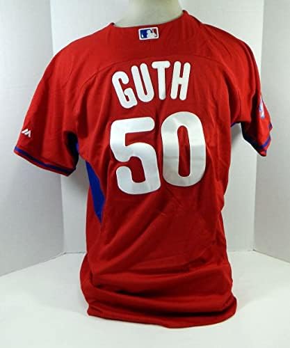 2015 Philadelphia Phillies Jordan Guth 50 Igra Rabljena Crvena dresa ST 100 C P 7 - Igra Polovni MLB dresovi