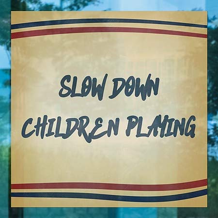 CGsignLab | Usporite djecu koja se igraju -nostlalgia pruge prozor Cling | 8 x8