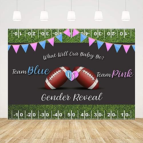 Ticuenicoa 5x3ft Fudbal pol otkrivaju pozadina roze ili plave pozadine Sport tematske babyshower Party pozadina on ili ona Banner