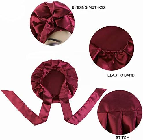 Silk Bonnet Satin Bonnet sa kravatom, svilena kosa za spavanje, ekstra veliki mekani udoban šal za spavanje