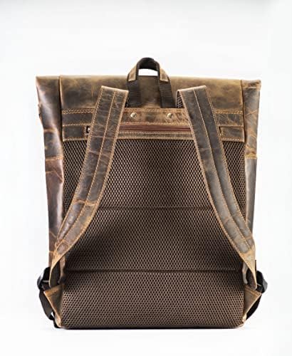 Picco Massimo Premium kvalitet originalni tamni profesionalni kožni ruksak za muškarce i žene | Odgovara 14 inčnim laptopom