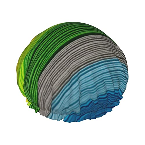 Rainbow Color Stripes Print Tuš kabina Satenske poklopce za kosu za kosu vodootporne kape za kupanje Elastična traka Stretch kap za
