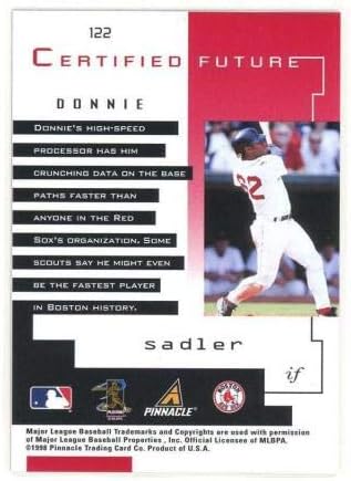 1998. Pinnacle certificirana BUDUĆNO RED # 122 Donnie Sadler Ispitivanje stečajnog ispitivanja - nepotpisane bejzbol kartice