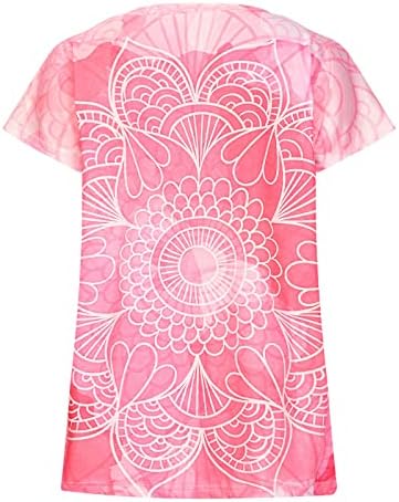 Thirts majice za žene kratki rukav ljetni vrhovi okrugli vrat cvjetni print boemski tee majica casual labava bluza