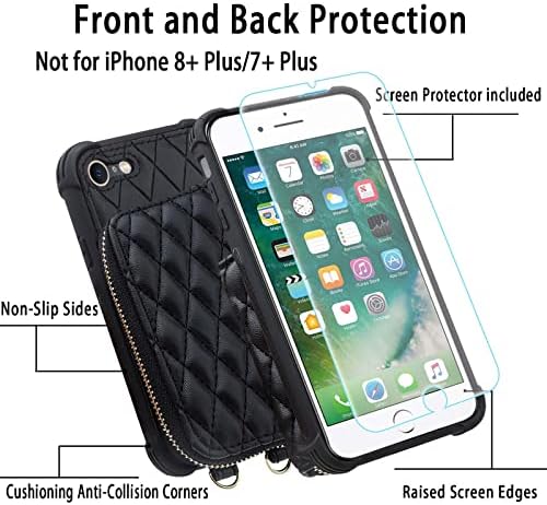 Monasay torbica za novčanik sa patentnim zatvaračem za iPhone SE 2022/2020/8/7, [stakleni zaštitnik ekrana ][RFID Blocking] preklopna