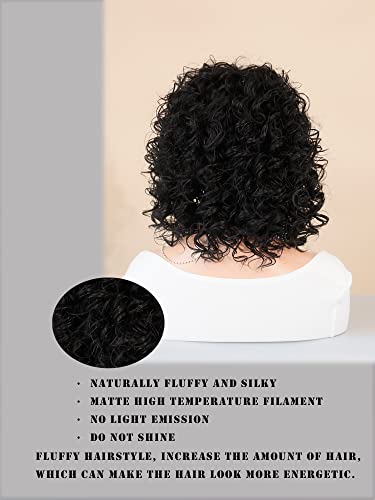 HYLING Curly perike za crne žene sa šiškama Afro Kinky Curly perika velika Bouncy kosa otporna na toplotu prirodni sintetički Crni