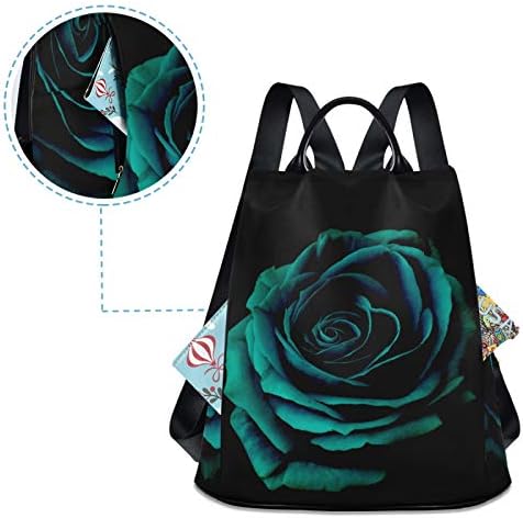 Alaza tamno plava zelena ruža cvjetna ruksaka torbica za žene protiv krađe modne torbe na rame