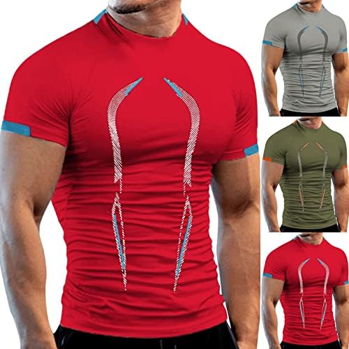Muške solidne o vratu Yoga performanse T-majice Kratki rukav Tee Teretana vlaga Wicking mišićna bluza za mišiću Leegor