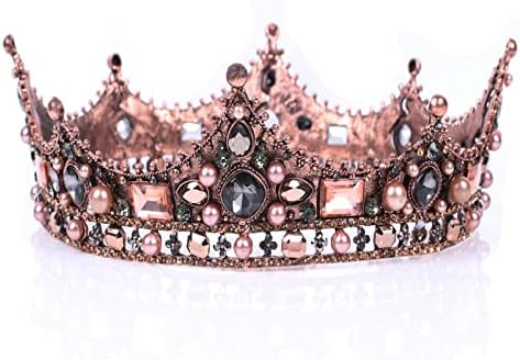 S SNUOY Full Round barokne Krune za žene Rhinestones Pageant Tiaras Costume Men Crowns