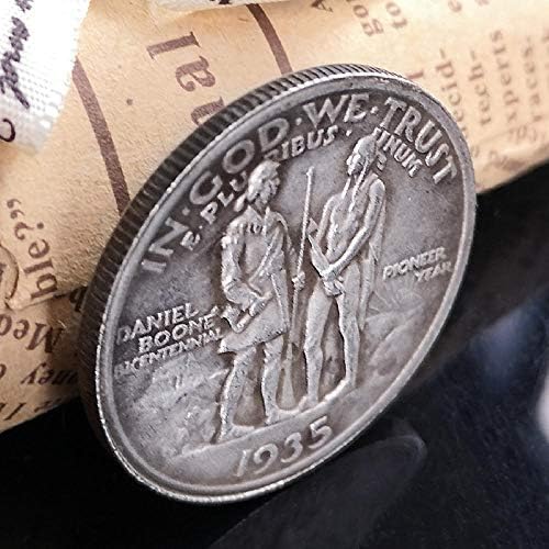 Izvrsna novčića 1935 Daniel Boone 200. godišnjica pola dolara komemorativna srebrna kovanica Pioneer Coin Western Cowboy Tema Savršena