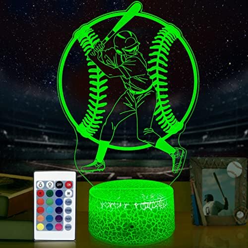 GIMFRY Bejzbol noćno svjetlo Cool Bejzbol pokloni za dječake 16 boje mijenja sa daljinskim & amp; dodir modeli Noćna soba Bejzbol dekor lampa rođendan Božić Party Poklon za djecu i ljubitelje bejzbola
