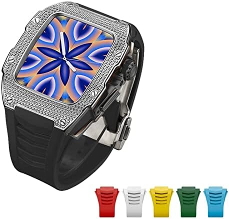 Kavju za Apple Watch Band 45mm 44mm Advanced karbonska vlakna luksuzno dijamantska futrola + 6pcs opseg titanijum legura za iwatch