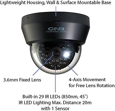 CNB LBQ-50S analogna unutrašnja fotoaparat za kupole | 1/3 HPIS, 800TVL, 3,6 mm fiksni objektiv, 0.00LUX, WDR, AWB, AGC, 92mm, DC12V,