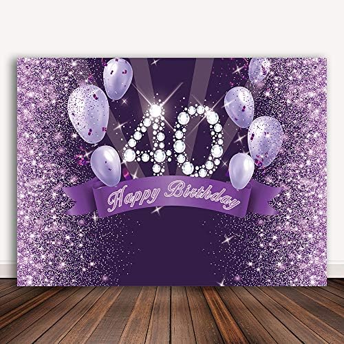 Bellimas Glitter Purple baloni 40th Birthday Party Backdrop Hretan Birthday 40 Photo Background žene četrdeset Birthday Cake table