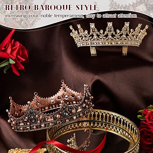 2 komada King Crowns za muškarce tijara i kruna za žene barokni Vintage traka za glavu za Maturalnu zabavu nevjeste Halloween kostim