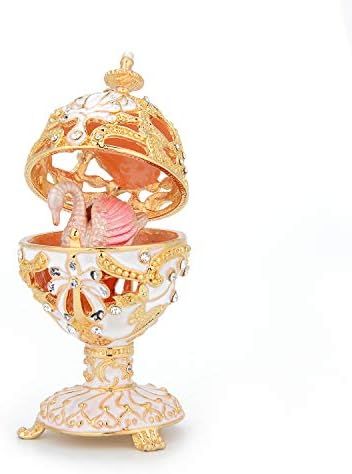 Qifu Faberge Egg Style ručno oslikana ukrasna kutija za sitnicu sa šarkama, klasičnim ukrasima Kućni dekor, jedinstveni poklon za