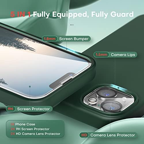 Tocol 5 u 1 za slučaj iPhone 14 Plus, sa 2x zaštitnikom zaslona + 2x zaštitnik objektiva kamere, tekućih silikonskih telefona za iPhone