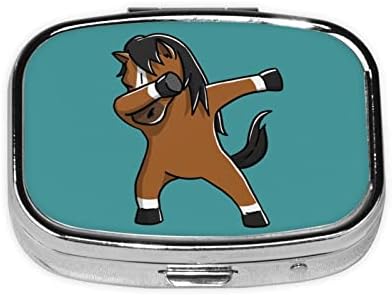 Slatka Dabbing konja kvadrat Mini pilula slučaj sa ogledalom Travel Friendly prijenosni kompaktnim pretincima pilula kutija