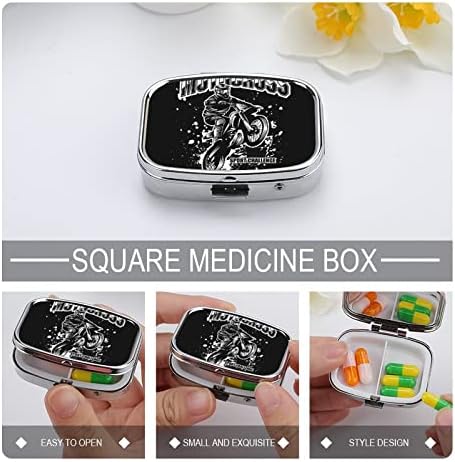 Metalna kutija za pilule motokros kutija za skladištenje pilula vitaminski organizatori malih pilula za džepna putovanja u torbici 2, 2x1, 6in