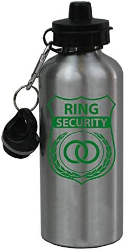 CustomGiftsNow Sigurnost prstena - Nosač za vjenčani prsten 20-unci 600ml srebrne aluminijske sportske boce za vodu, 2 poklopca