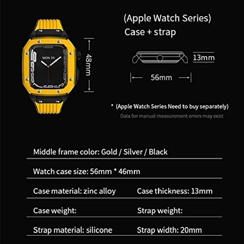CNHKAU ALLOY CASE kaiš za Apple Watch seriju 7 6 5 4 SE 45mm 42mm 44mm Luksuzni metalni gumeni od nehrđajućeg čelika Mod Mod Kit remen