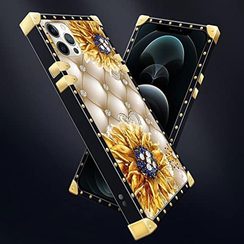 Kompatibilan sa iPhoneom 14 Pro Max Case, Diamond Sunflower iPhone 14 Pro Max futrole za žene, zlatni ukras Trgovi meko TPU SOFT izoftno