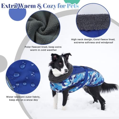 IECOII dodatni topli pask refleksni podesivi jaknu za pse za pse zimski kaput sa kopčom Fleece Turtleneck za pse za hladno vrijeme Mekani zimski kaput za male srednje ekstra pse