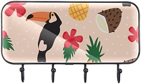 Tropicalni svježi uzorak s printom za ptice i voće nosač zida, ulazni kaput nosač sa 4 kuka za kapute kaputi za ručnik torbica ogrtači