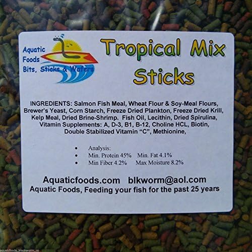 Aquatic Foods Inc. S& B Tropical Mix Sticks, za disk, ciklide, Flowerhorn, sve Tropicals...1/8-lb