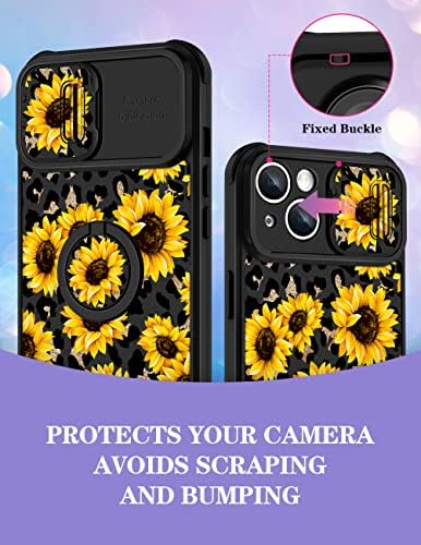GOCRUX (2in1 za iPhone 14 Plus CASE Suncokretorni cvjetni za žene Djevojke Girly Slatka telefon Poklopac cvijeta Jedinstveni dizajn