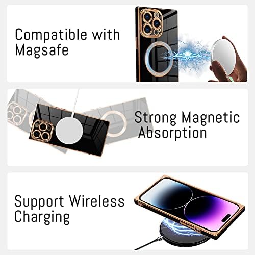 Kanghar Square Case kompatibilan sa iphone 14 pro magnetic [kompatibilan s magsafe] luksuzno slatko obrtni dizajn kvadratnog kućišta
