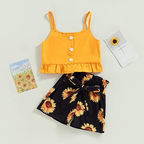 TODDLER Baby Girl Ljetna odjeća CAMI TOPS + Suncokret Podesite kratke hlače 2pcs Dječje djevojke odijelo