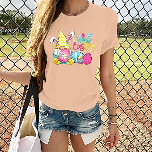 Happy Uskrs majice za žene slatka zec Print T-Shirt Funny Bunny grafički kratki rukav Tops Casual Crew vrat bluza