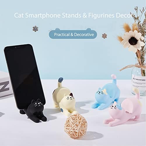 Lifexquiseter Off-White Cat Stolk za pametni telefon za stol, Slatka kawaii Nositelja telefona za iPad, IPHONE, Huawei, Samsung, Xiaomi,