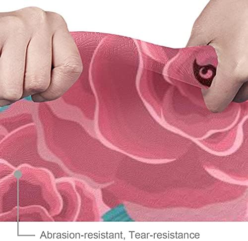 Siebzeh Pink Rose Floral Pattern Blooming Premium Thick Yoga Mat Eco Friendly Rubber Health & amp; fitnes Non Slip Mat za sve vrste
