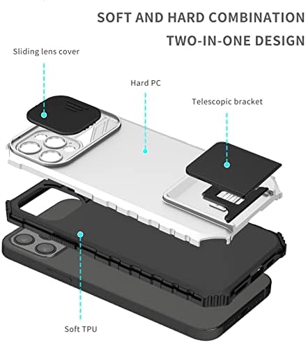 Kućište za telefon Silikonski kickstand Kompatibilan je kompatibilan sa iPhone 12/12 Pro, [3 stand načina] Vertikalna i horizontalna