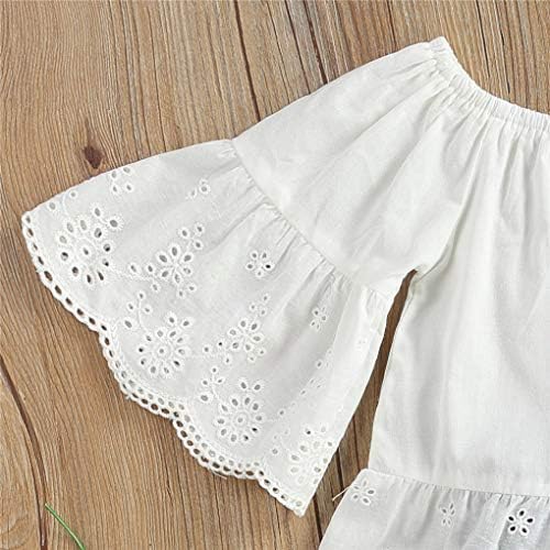 TODDLER Baby Girl Summer Outfits postavljen od ramena bijeli čipka za majicu traper kratke hlače / duge hlače ripped traperice 2pcs